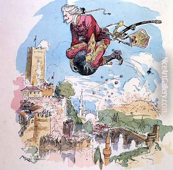Illustration from The Adventures of Baron Munchausen Oil Painting - Albert Robida