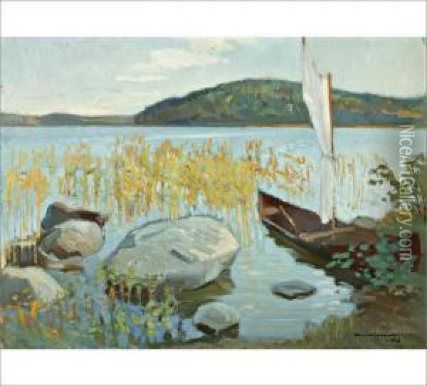 Shore View Oil Painting - Vaino Hamalainen