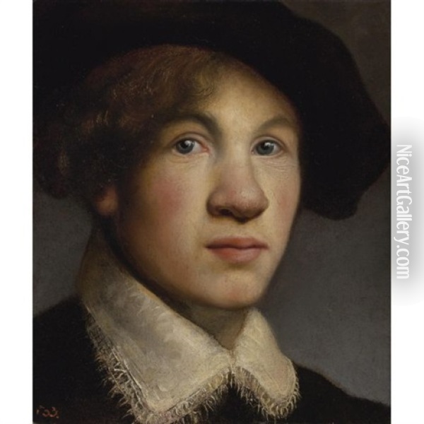 Tronie Of A Young Man, Possibly A Portrait Of The Young Rembrandt Oil Painting - Isaac De Joudreville