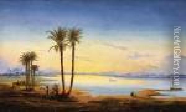 Sunrise On The Nile Oil Painting - Hermann David Salomon Corrodi