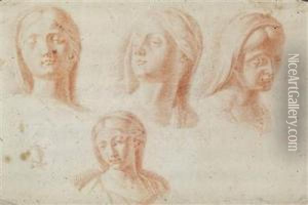 Vier Varianten Eines Frauenkopfes Oil Painting - Johann Georg Dominikus Grasmair