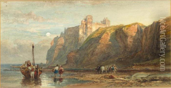 Tantallon Castle In The Moonlight Oil Painting - William Leighton Leitch