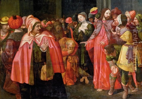 Christus Und Die Ehebrecherin Oil Painting - Ambrosius Francken the Elder