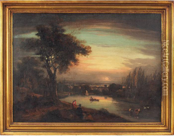 View Of Derby Oil Painting - Josepf Wright Of Derby