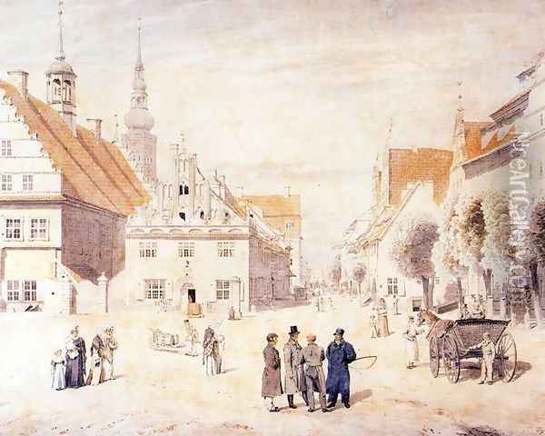 The Marketplace in Greifswald Oil Painting - Caspar David Friedrich