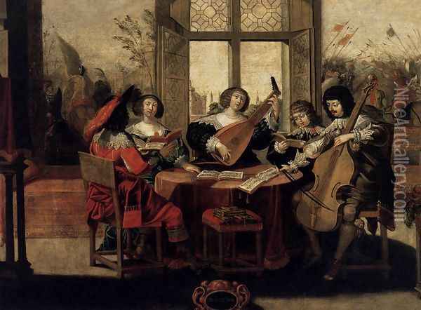 The Five Senses- Hearing c. 1635 Oil Painting - Abraham Bosse