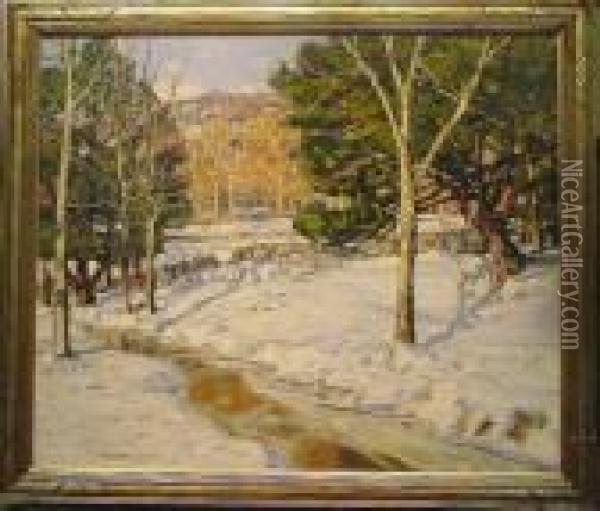 Early Snow Fall Oil Painting - George Gardner Symons