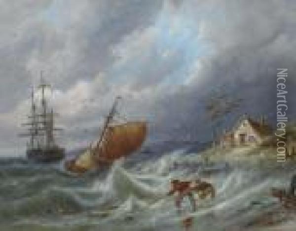 On The Isle Of Wieringen On The Zuiderzee Oil Painting - Pieter Cornelis Dommershuijzen