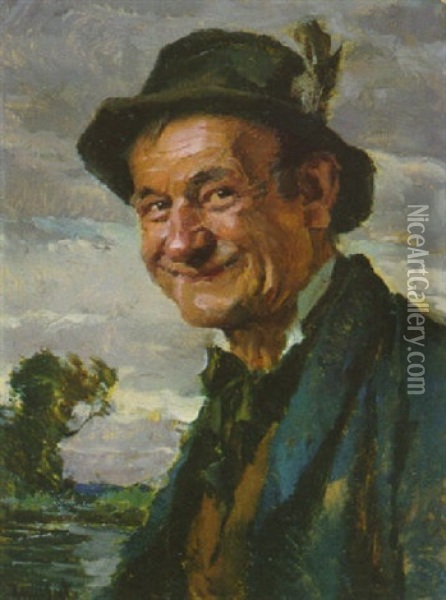 Lachender Bauer Oil Painting - Hans Best