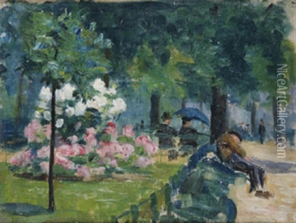 Figures In The Park Oil Painting - Sarah Henrietta Purser