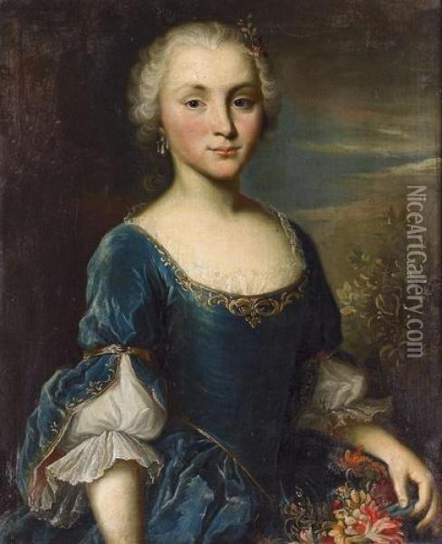 Portrat Einer Eleganten Dame. Oil Painting - Sigmund Barth