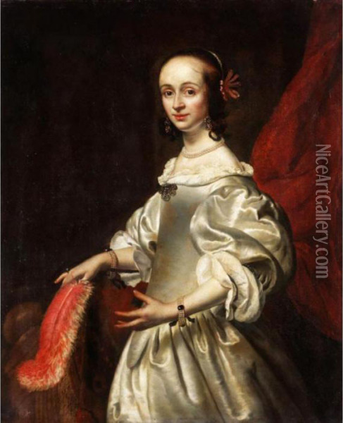 Portrait Of A Lady, Said To Be Susannah Glyn, Nee Lewen Of Ewell, Surrey Oil Painting - Sir Anthony Van Dyck