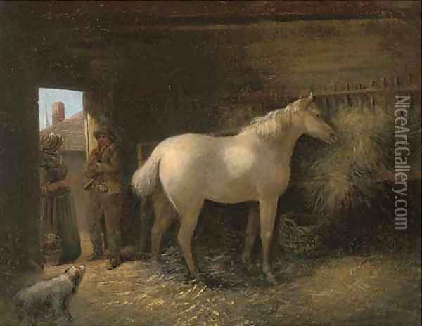 In the stable Oil Painting - George Morland