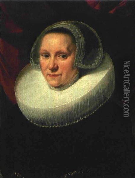 Portrat Einer Dame Mit Muhlsteinkragen Oil Painting - Michiel Janszoon van Mierevelt