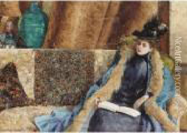 Lady Reading Oil Painting - George Goodwin Kilburne