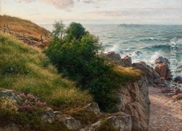 Thesea Shore Oil Painting - Berndt Adolf Lindholm