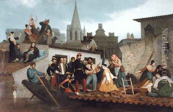 Napoleon III (1808-73) Visiting Flood Victims of Tarascon in June 1856, 1856 Oil Painting - William-Adolphe Bouguereau
