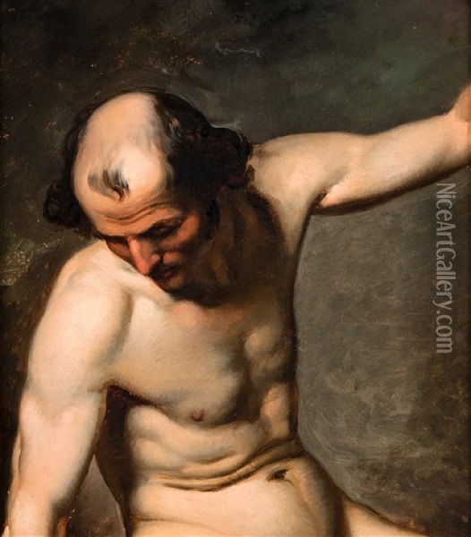 Study Of A Nude Model Oil Painting - Alexander Laureus