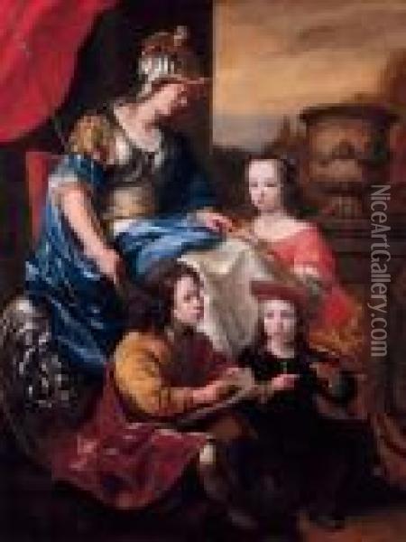 Portrait Of A Family, An Allegory Of Education Oil Painting - Ferdinand Bol