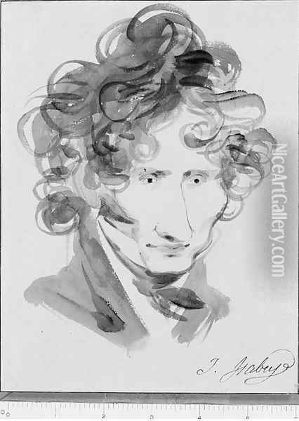 Caricature of Henri Auguste Oil Painting - Jean-Baptiste Isabey