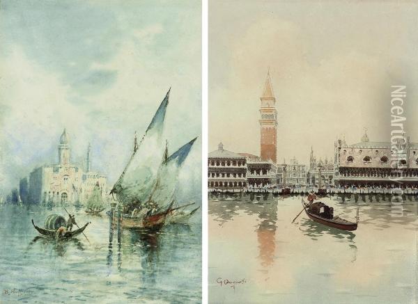 Trading Vessels On The Venetian Lagoon Oil Painting - B. Nolcini