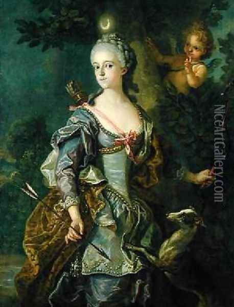 Luise Henriette Wilhelmine von Anhalt-Dessau 1750-1811 as Diana 1765 2 Oil Painting - Charles-Amedee-Philippe van Loo