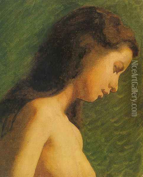 Study of a Girl's Head 1868-69 Oil Painting - Thomas Cowperthwait Eakins
