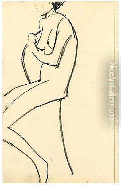Nu Assis Sur Une Chaise, De Trois-Quarts Oil Painting - Amedeo Modigliani