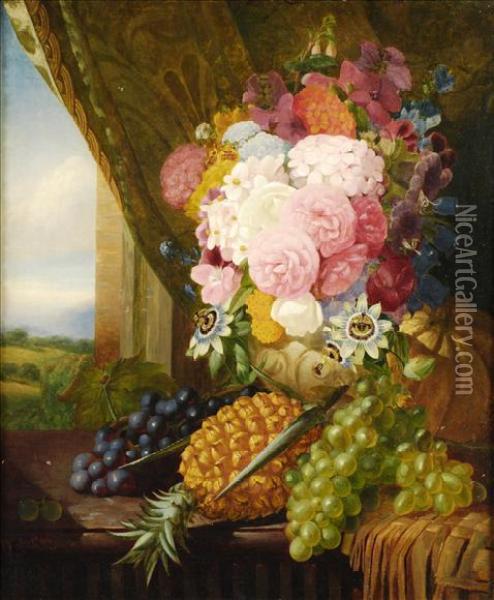 Still Life Of Summer Flowers Oil Painting - William Duffield