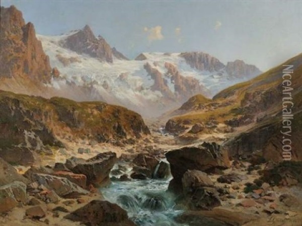 Glacier De La Meige Oil Painting - Laurent (Abbe) Guetal