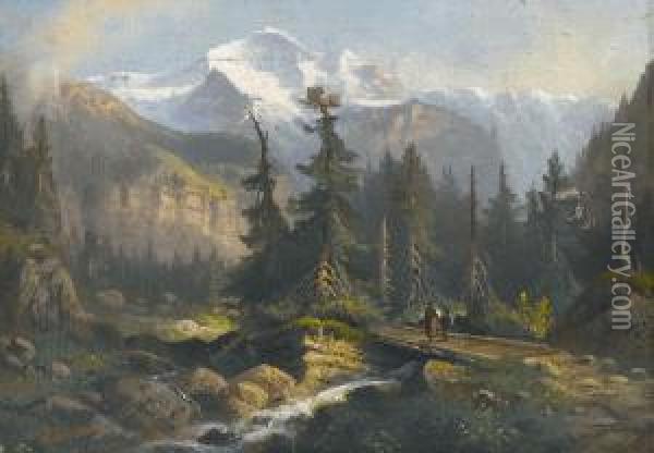 Bergbach Mit Jungfrau Oil Painting - Ferdinand Sommer