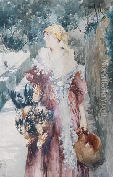 The Shepherdess Oil Painting - Vincenzo Irolli