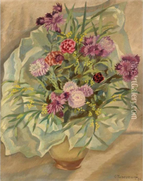 Vase Of Flowers Oil Painting - Georges Tcherkessof
