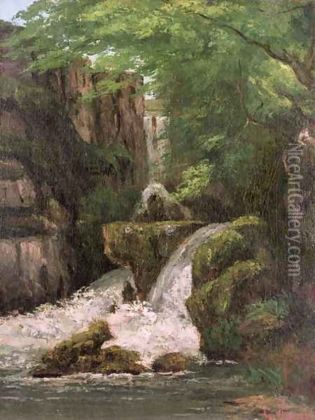Waterfall in the Ornans Rocks Oil Painting - Gustave Courbet