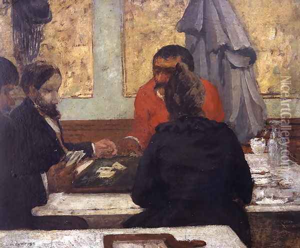 Card Players, 1883 Oil Painting - Charles Cottet
