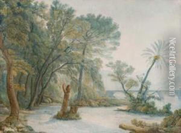 Paesaggio Sul Tevere Oil Painting - Abraham Louis R. Ducros