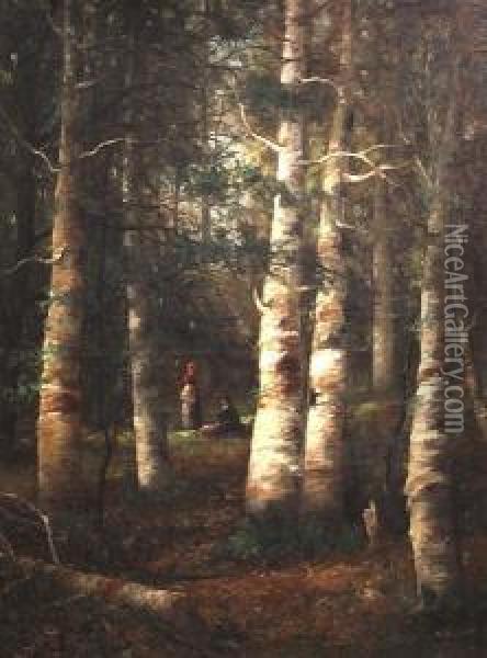 Two Ladies In The Woods Oil Painting - Wesley Webber