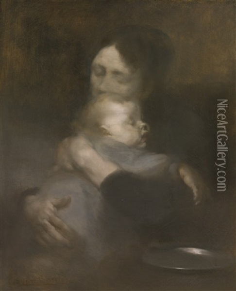 Maternite (tendresse) Oil Painting - Eugene Carriere