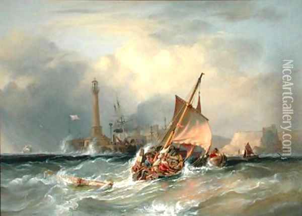 Lugger Entering Margate Oil Painting - George the Elder Chambers