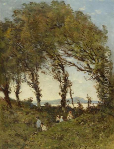 A Summer Day At Thelake Oil Painting - Henri-Joseph Harpignies