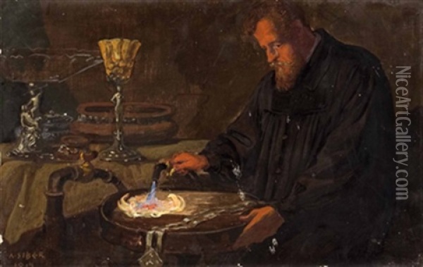 Der Silberschmied Oil Painting - Alfons Siber