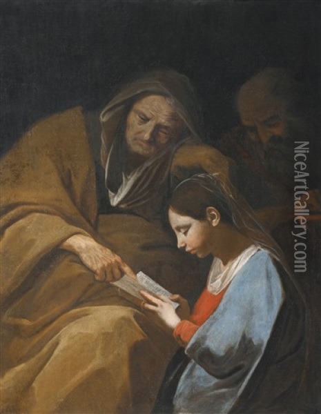 Education Of The Virgin Oil Painting - Simone Cantarini