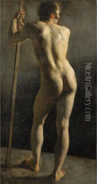 Academie D'homme Vu De Dos 
[circle Of Pierre-narcisse Guerin ; Academy Of A Man ; Oil On Canvas
 
 ] Oil Painting - Baron Pierre-Narcisse Guerin