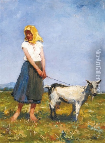 Shepherdess Oil Painting - Tivadar Jozef Mousson
