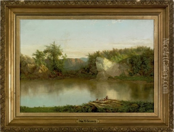 Landscape With Figures Oil Painting - William Mason Brown