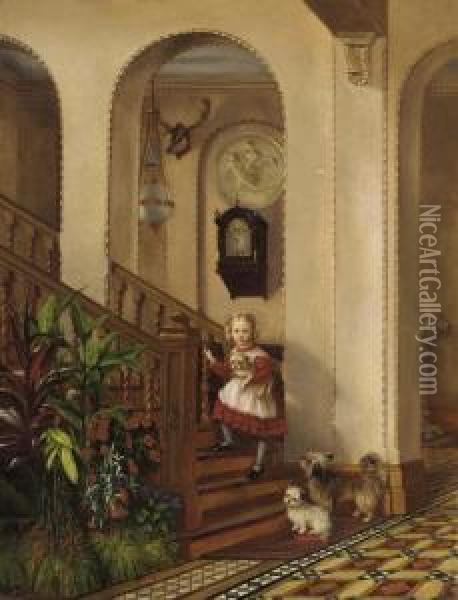 The Staircase Oil Painting - Frederick Daniel Hardy