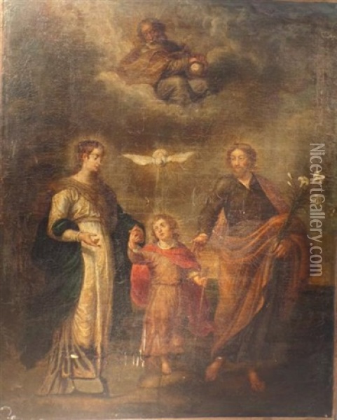 La Sainte Famille Avec La Trinite Oil Painting - Giulio Cesare Angeli