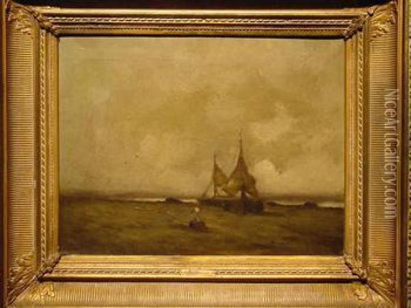 Dutch Coastal Scene Oil Painting - Jacob Henricus Maris