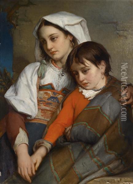 Sisters Oil Painting - Jean Francois Portaels