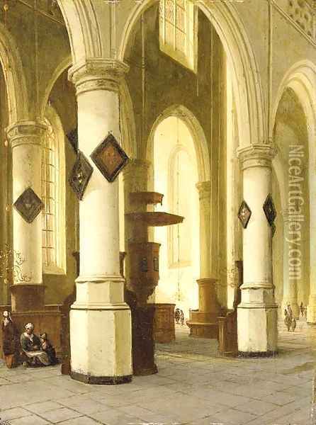 The interior of a church Oil Painting - Hendrick Van Vliet